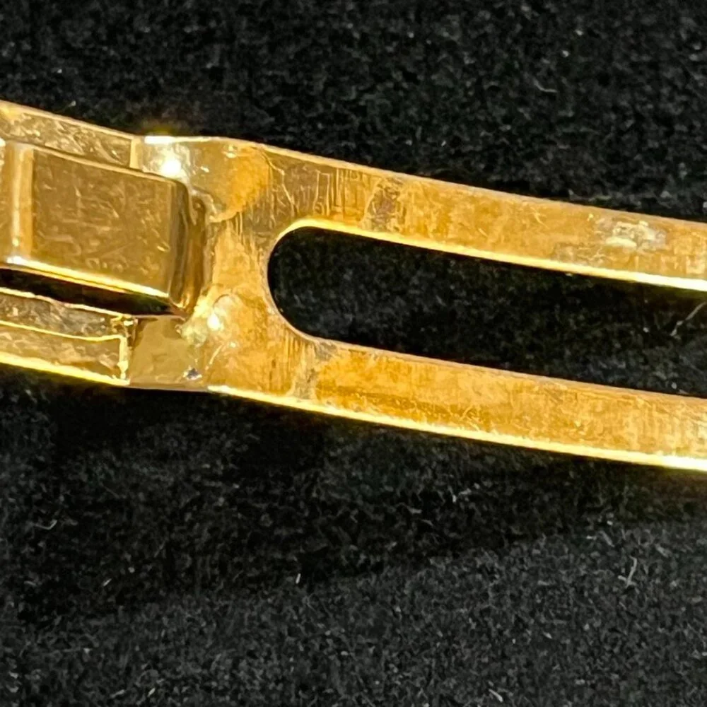 France Luxe Rectangular Barrette Alba Cream Gold Tone 3.5”